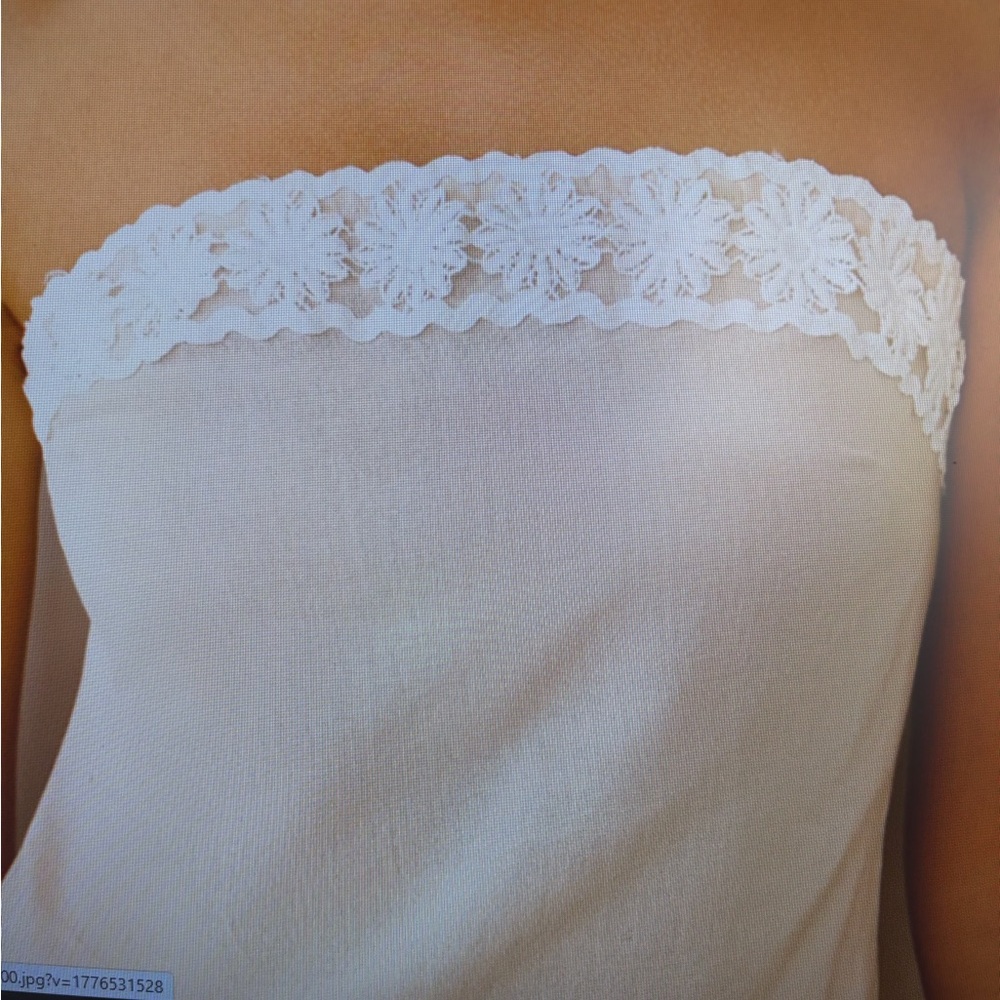 Commense Cream Wide-Leg Trousers with Lace Side Trim - Picture 3 of 3